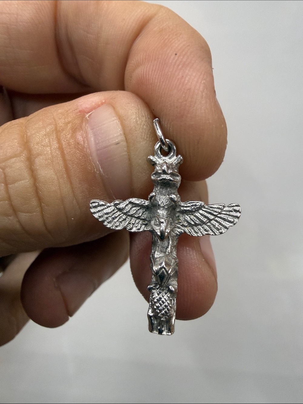 Sterling Silver Totem Wing Pendant - Silver